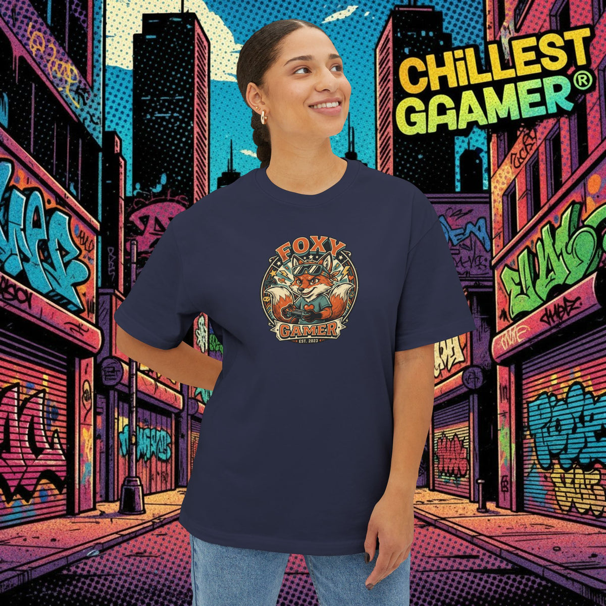 FOXY GAMER. Unisex Oversized Boxy Tee