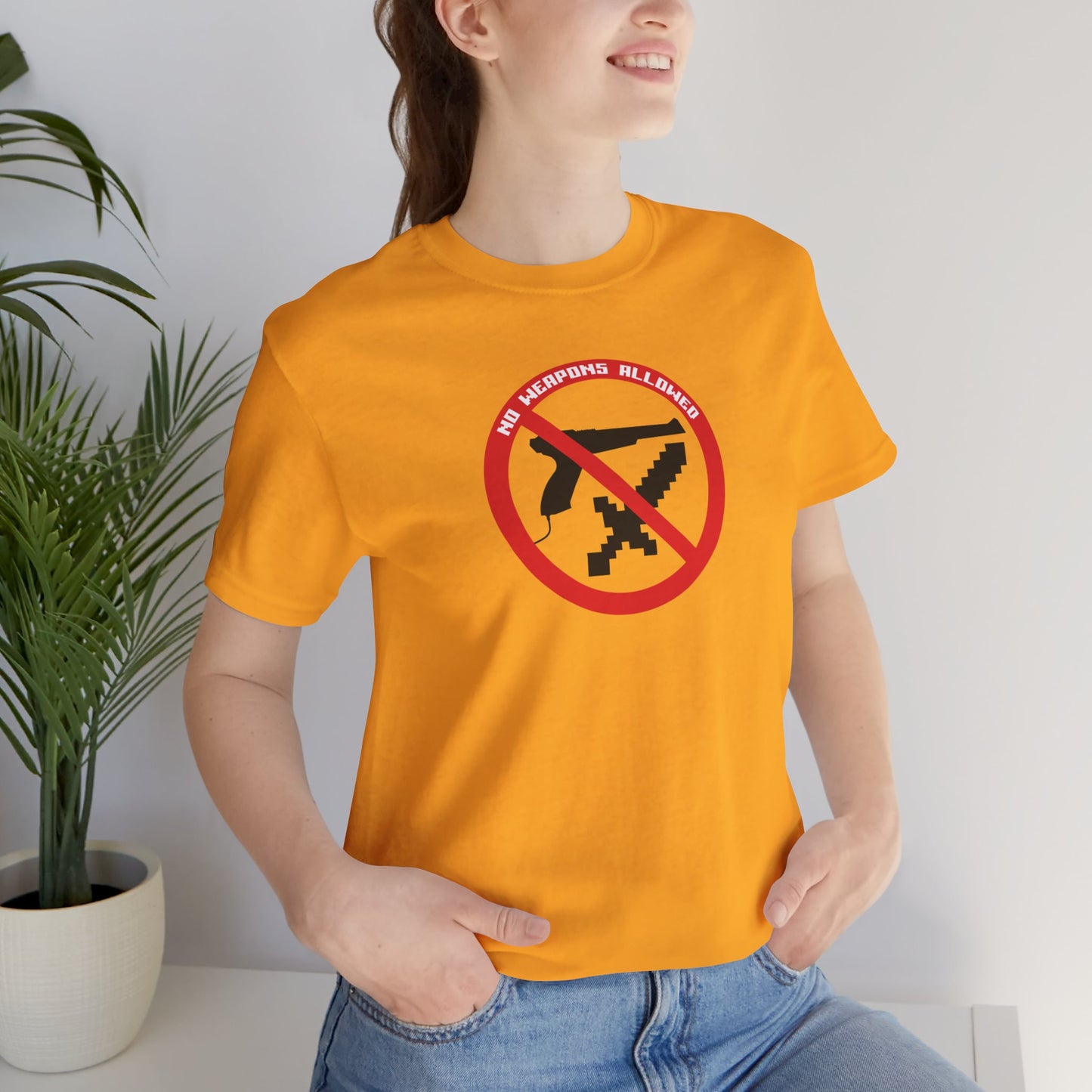 NO WEAPONS OUT LOUD. Unisex Jersey Short Sleeve Tee