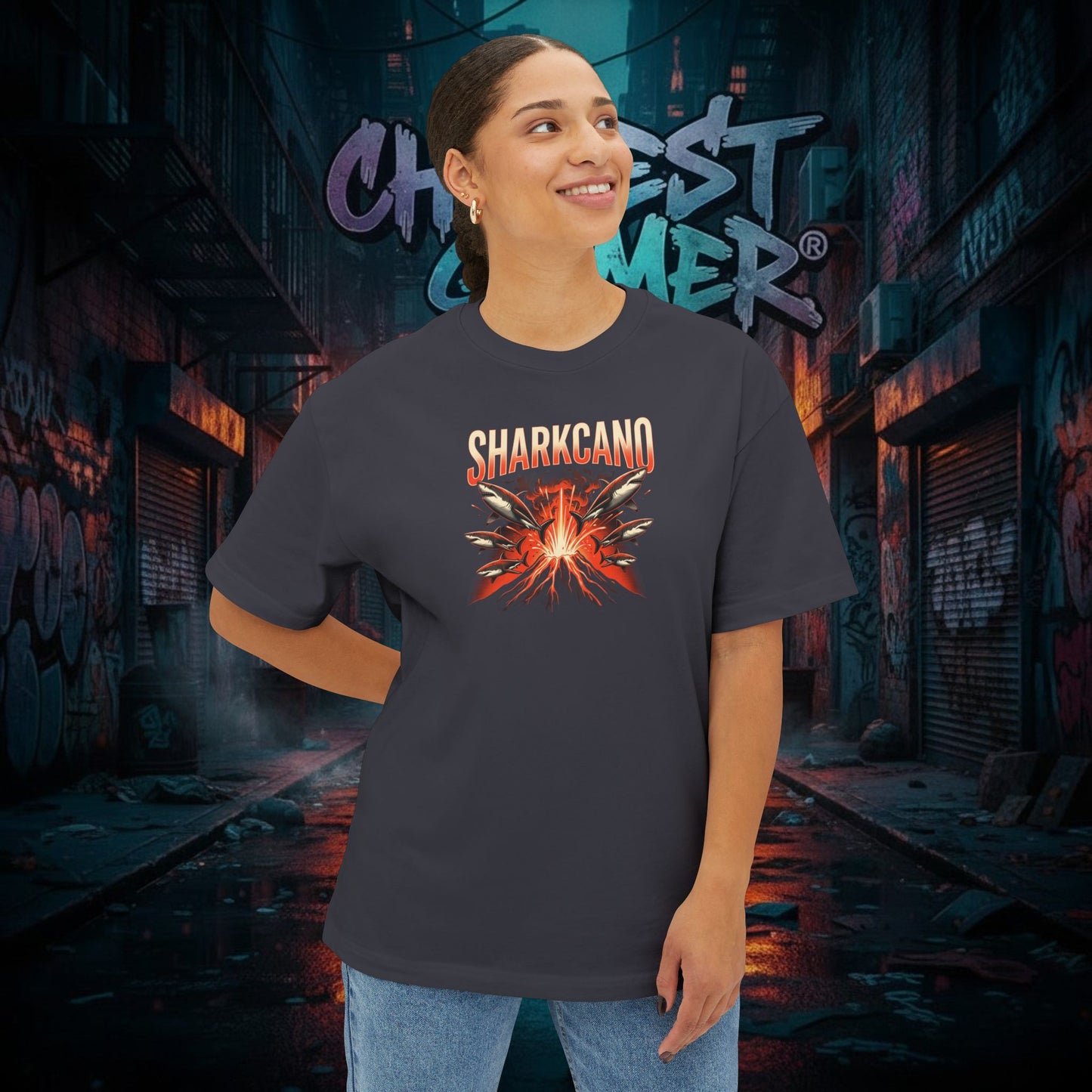 SHARKCANO V2. Unisex Oversized Boxy Tee