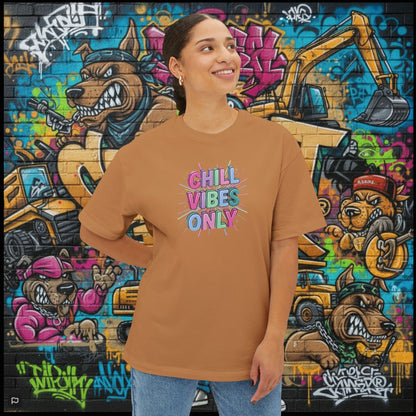 CHILL VIBES ONLY. Unisex Oversized Boxy Tee