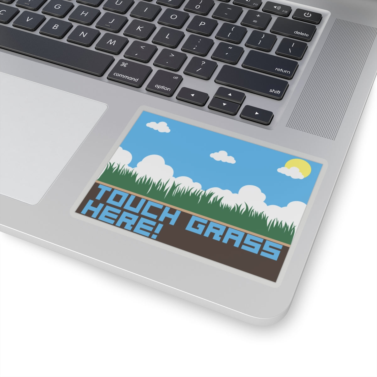 TOUCH GRASS HERE. Kiss-Cut Stickers