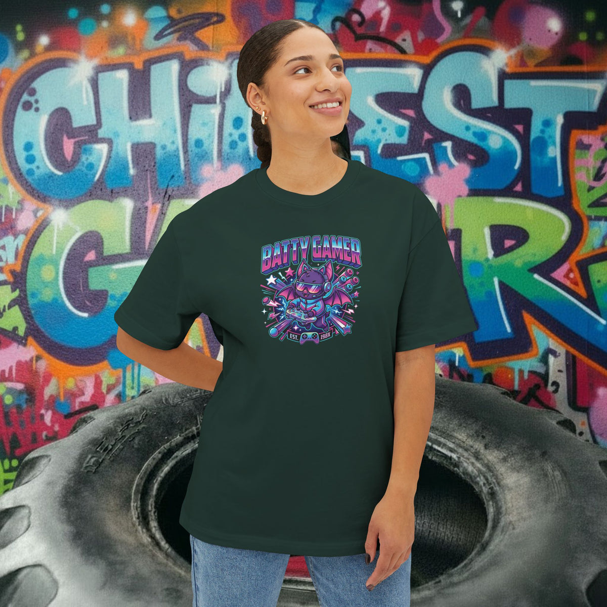 BATTY GAMER. Unisex Oversized Boxy Tee