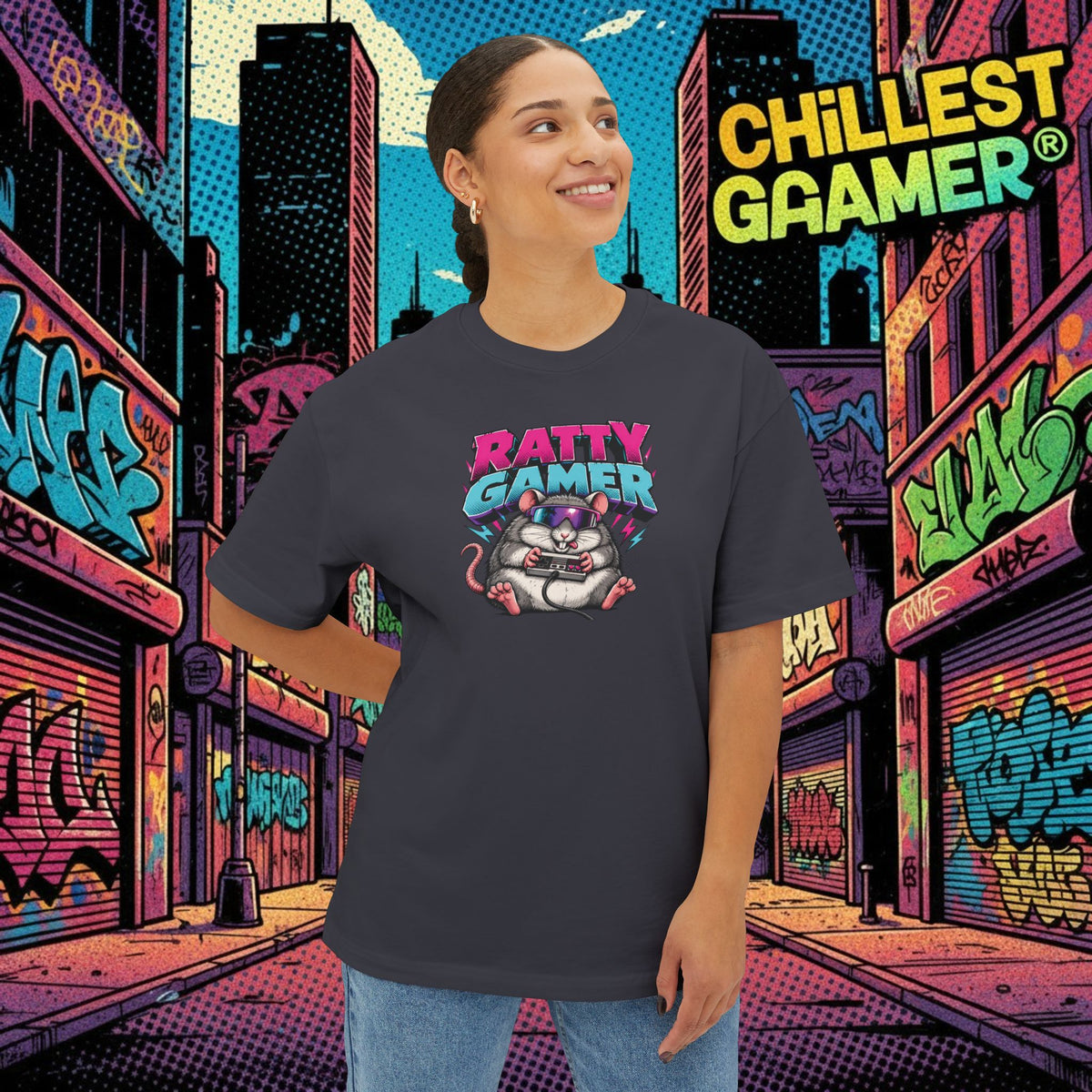 RATTY GAMER. Unisex Oversized Boxy Tee