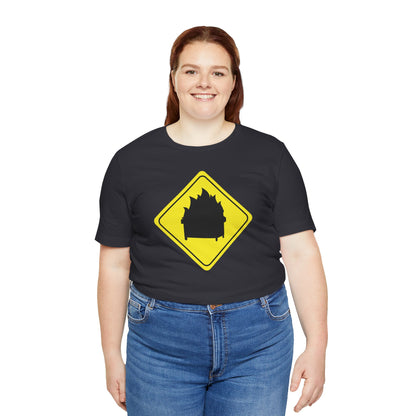 CAUTION DUMPSTER FIRE. Unisex Jersey Short Sleeve Tee