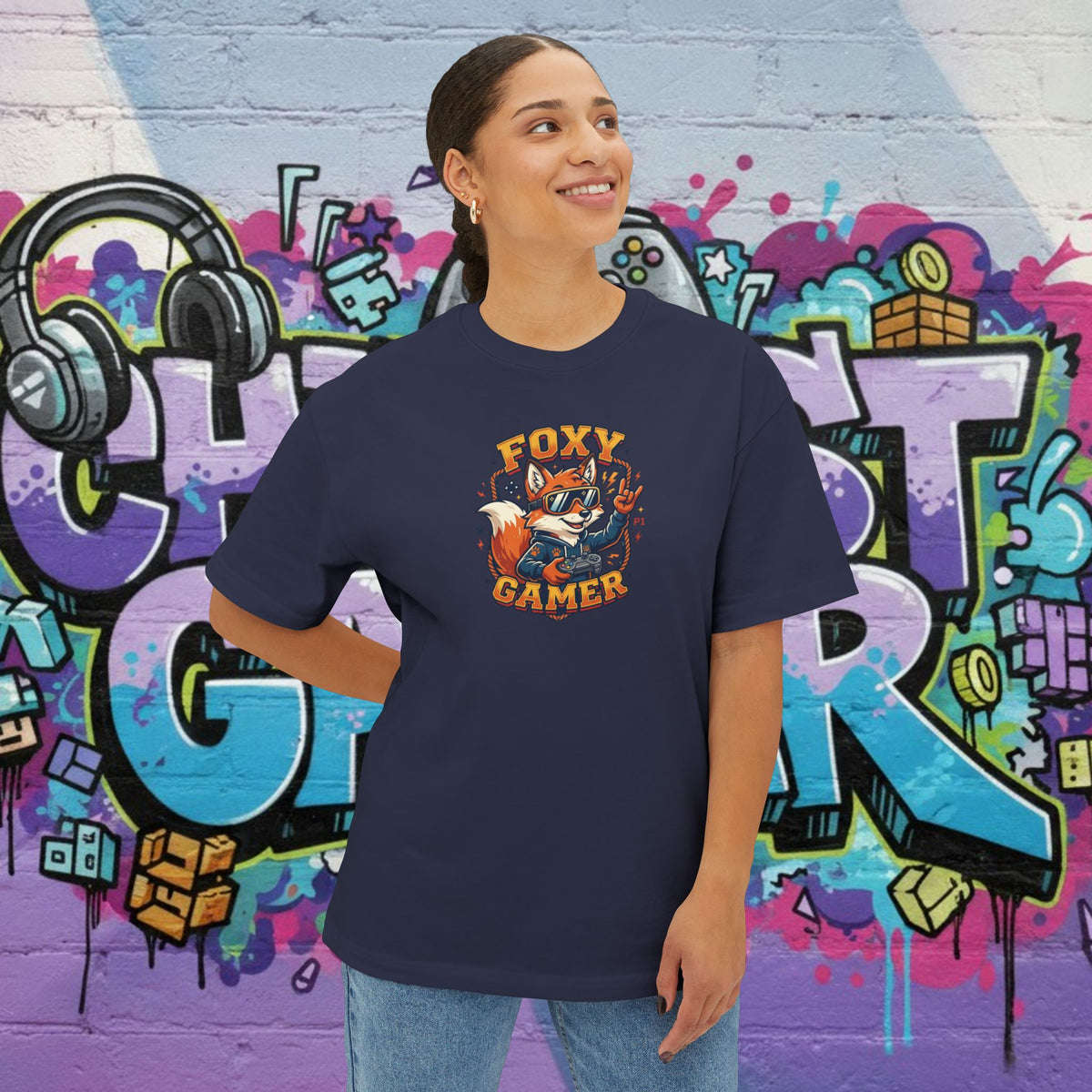 FOXY GAMER. Unisex Oversized Boxy Tee