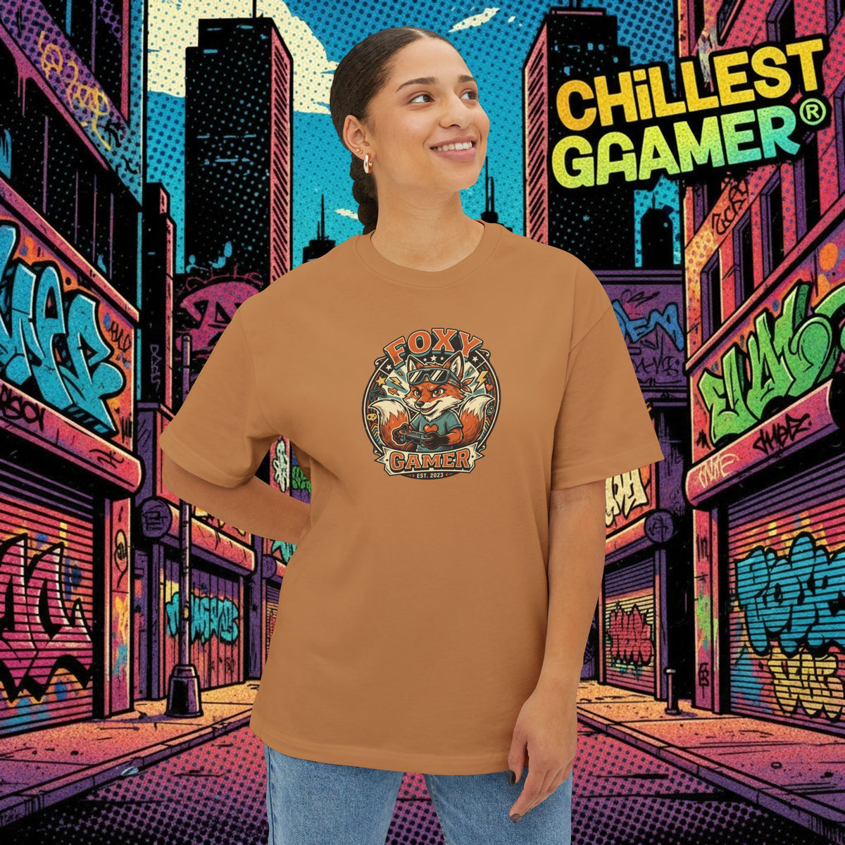 FOXY GAMER. Unisex Oversized Boxy Tee