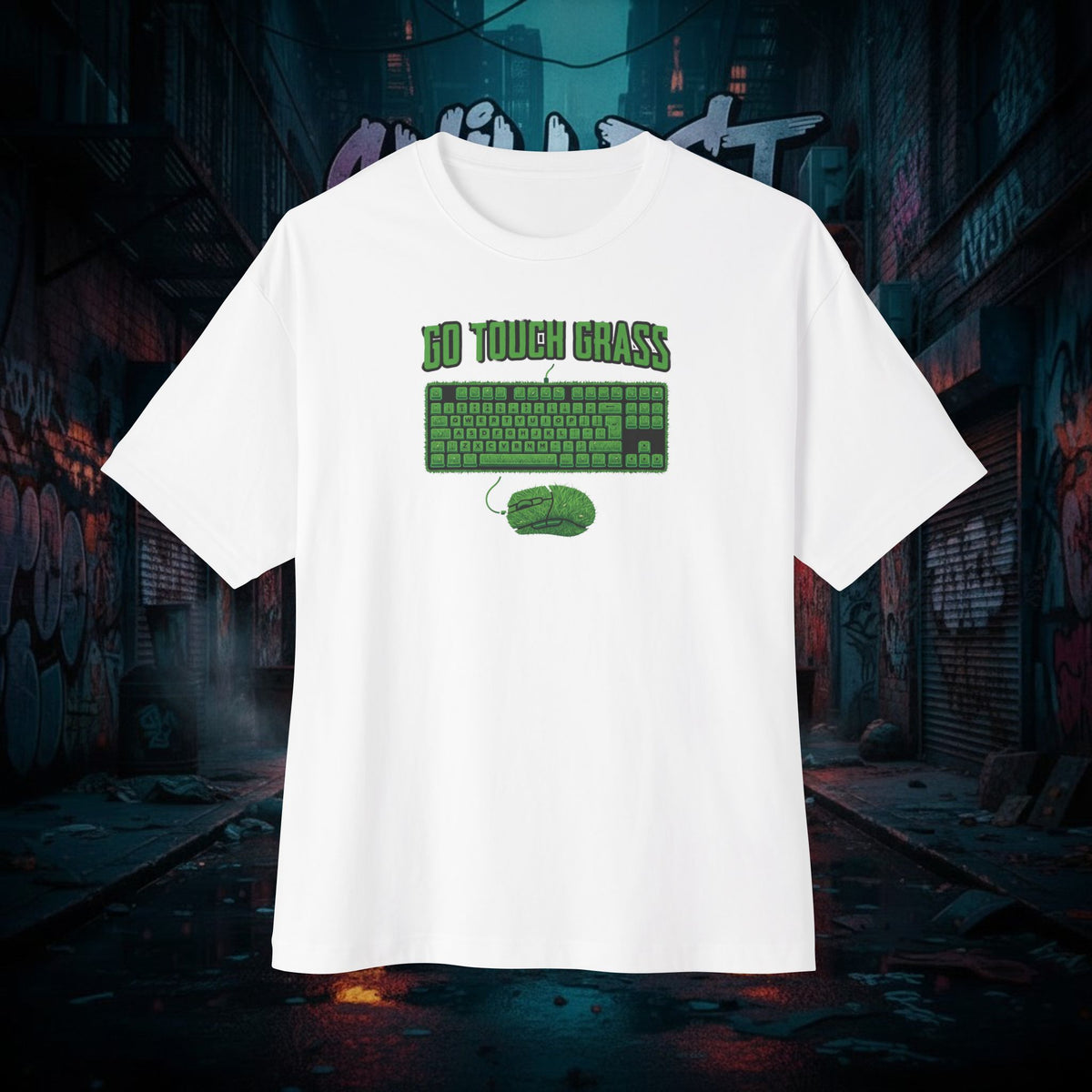 GO TOUCH GRASS. Unisex Oversized Boxy Tee