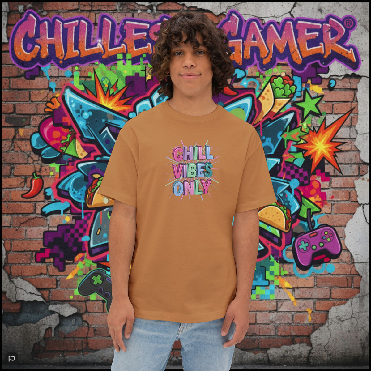 CHILL VIBES ONLY. Unisex Oversized Boxy Tee