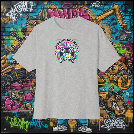 GOOD GAME WELL PLAYED TEE. Unisex Oversized Boxy Tee