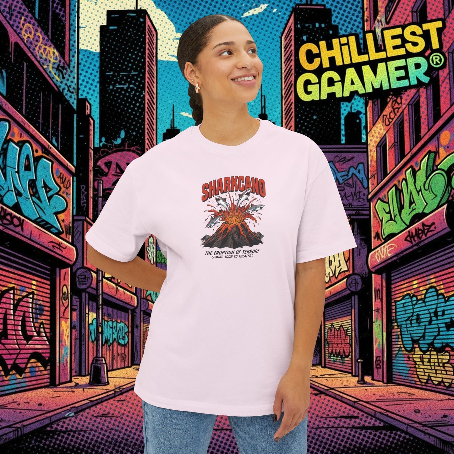 SHARKCANO. Unisex Oversized Boxy Tee
