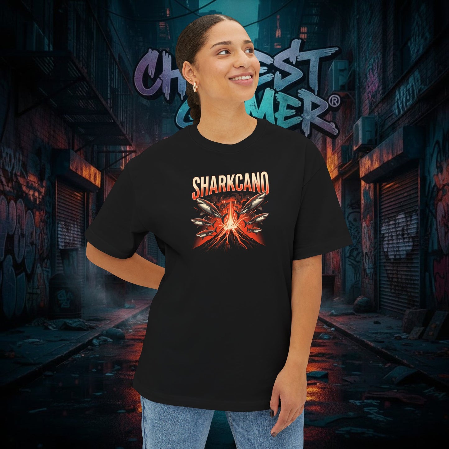 SHARKCANO V2. Unisex Oversized Boxy Tee