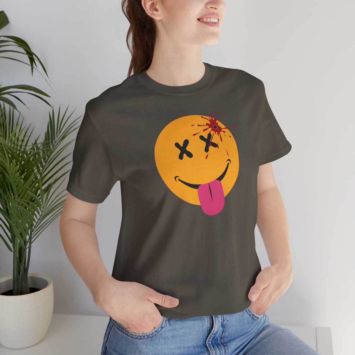 NOT SO HAPPY FACE. Unisex Jersey Short Sleeve Tee