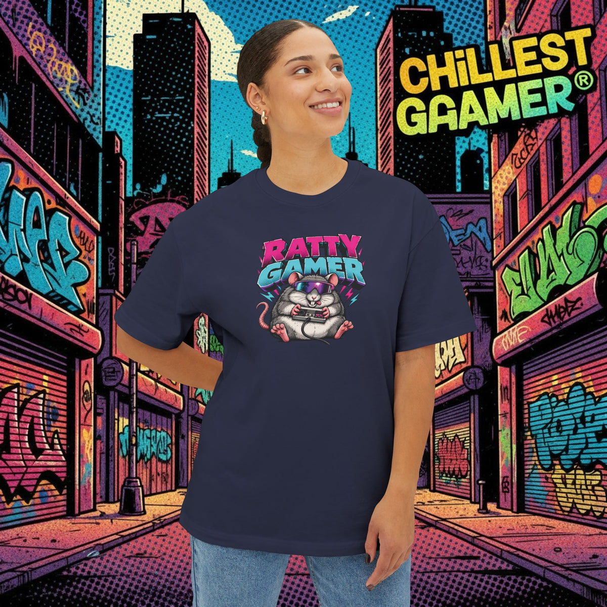 RATTY GAMER. Unisex Oversized Boxy Tee
