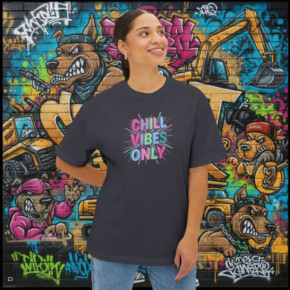 CHILL VIBES ONLY. Unisex Oversized Boxy Tee
