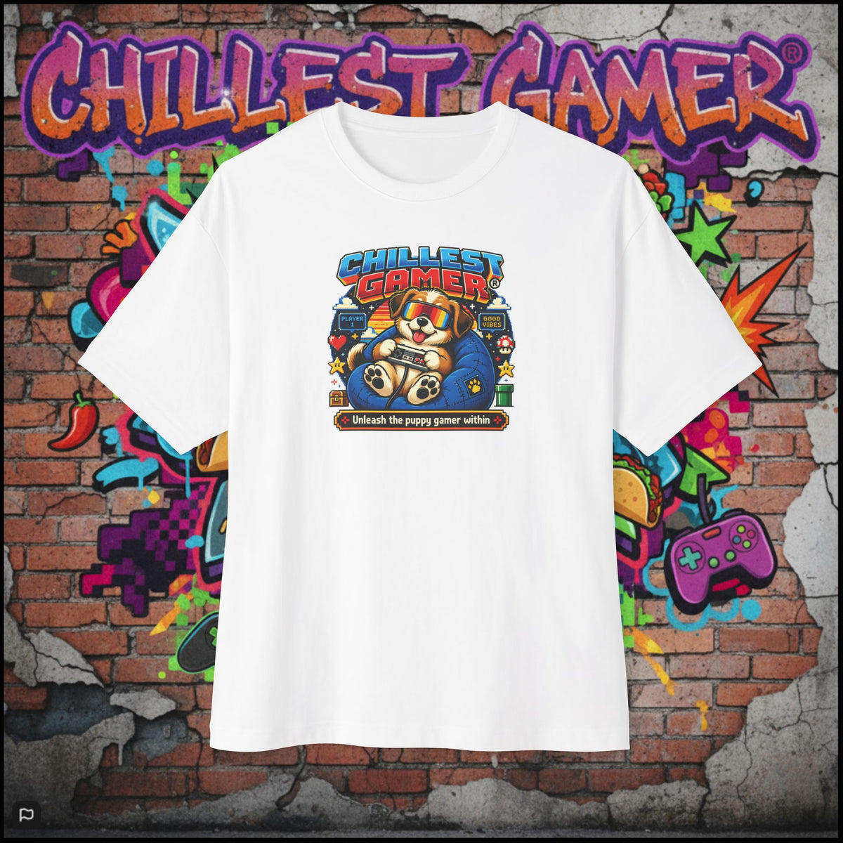 PUPPY GAMER. Unisex Oversized Boxy Tee