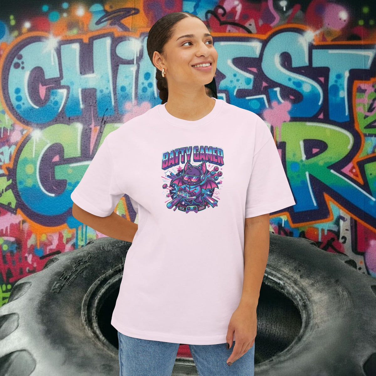 BATTY GAMER. Unisex Oversized Boxy Tee