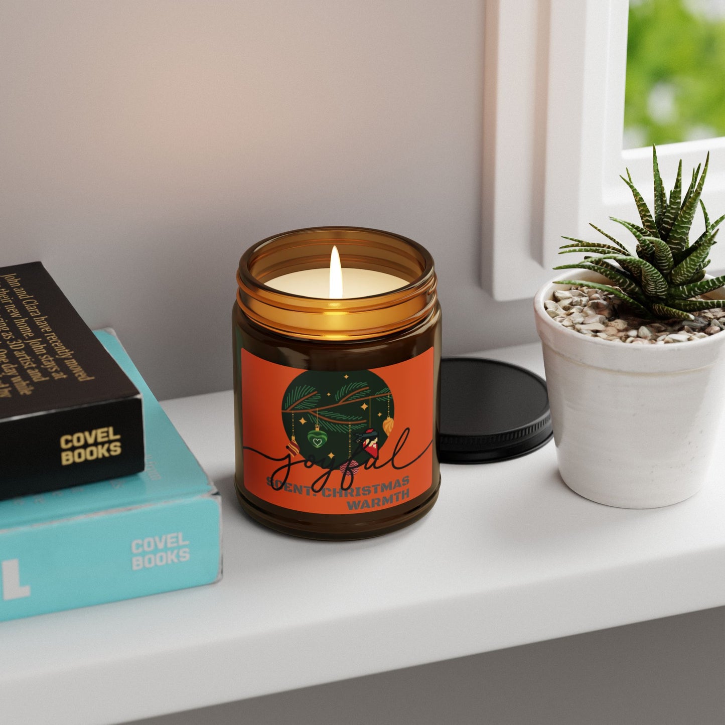 CHRISTMAS WARMTH. Scented Soy Candle (Multi-Size, Amber Jar)