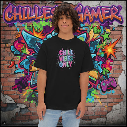 CHILL VIBES ONLY. Unisex Oversized Boxy Tee
