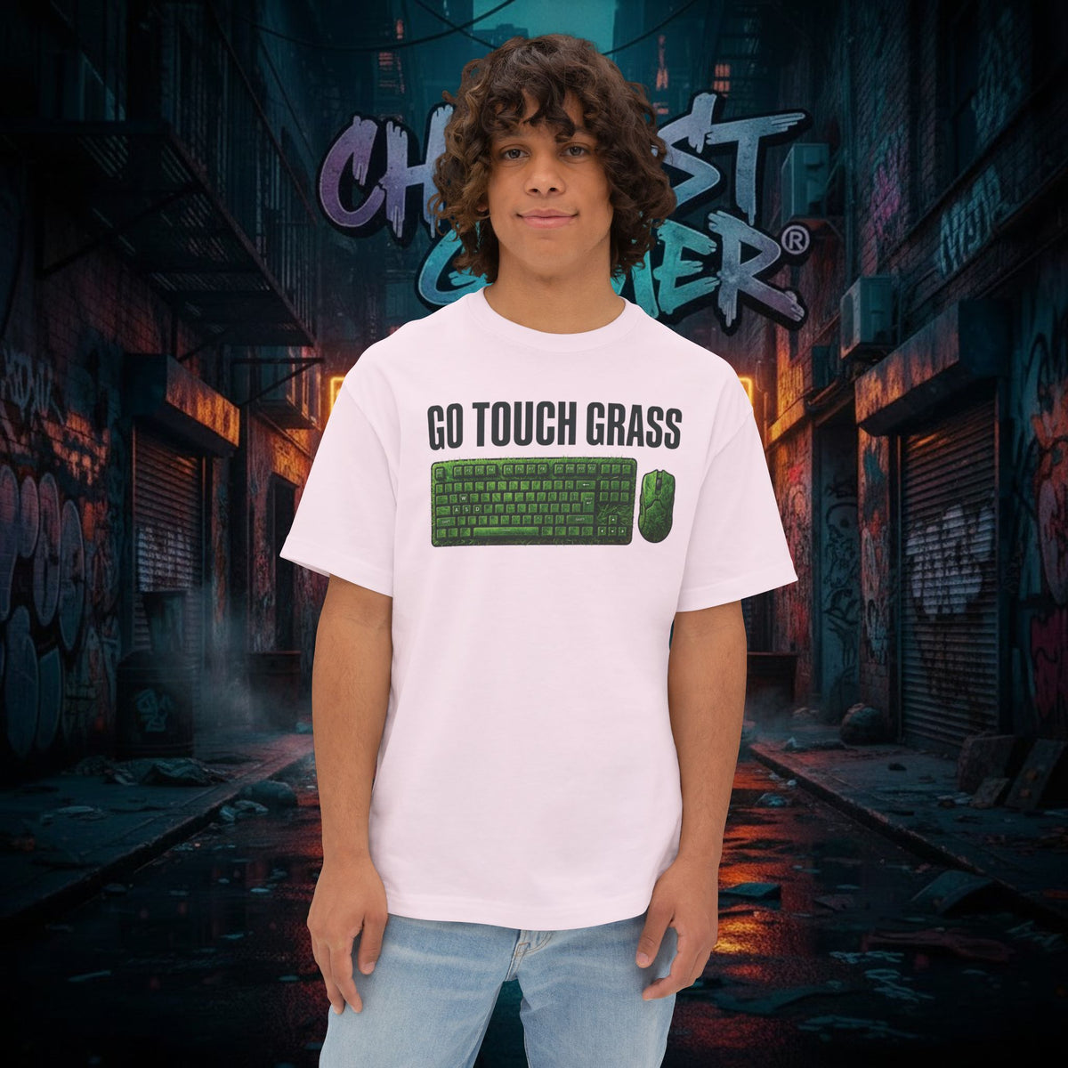 GO TOUCH GRASS. Unisex Oversized Boxy Tee