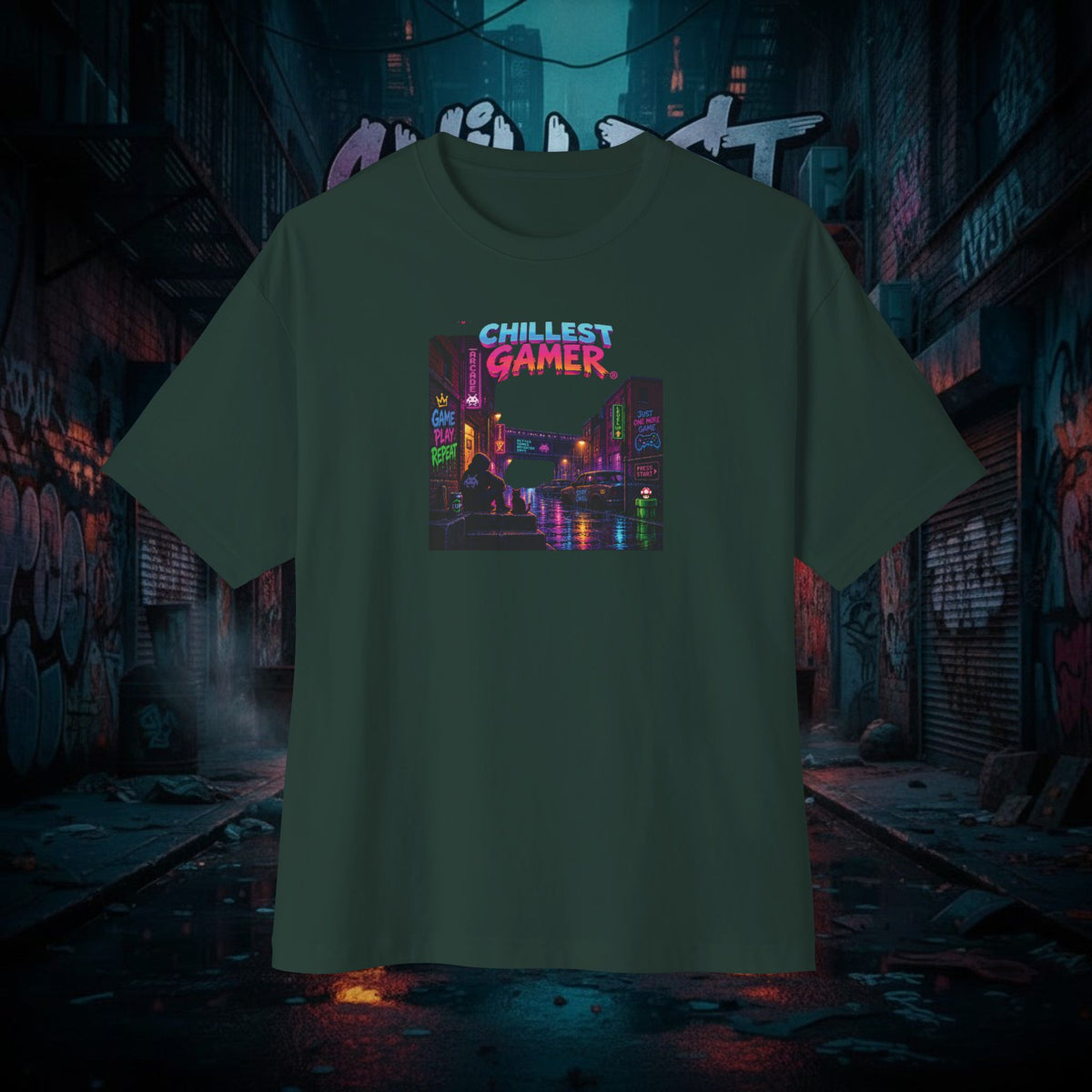 CHILLEST GAMER® ALLEY. Unisex Oversized Boxy Tee