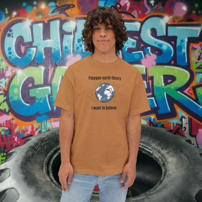 POLYGON EARTH THEORY, I WANT TO BELIEVE. Unisex Oversized Boxy Tee