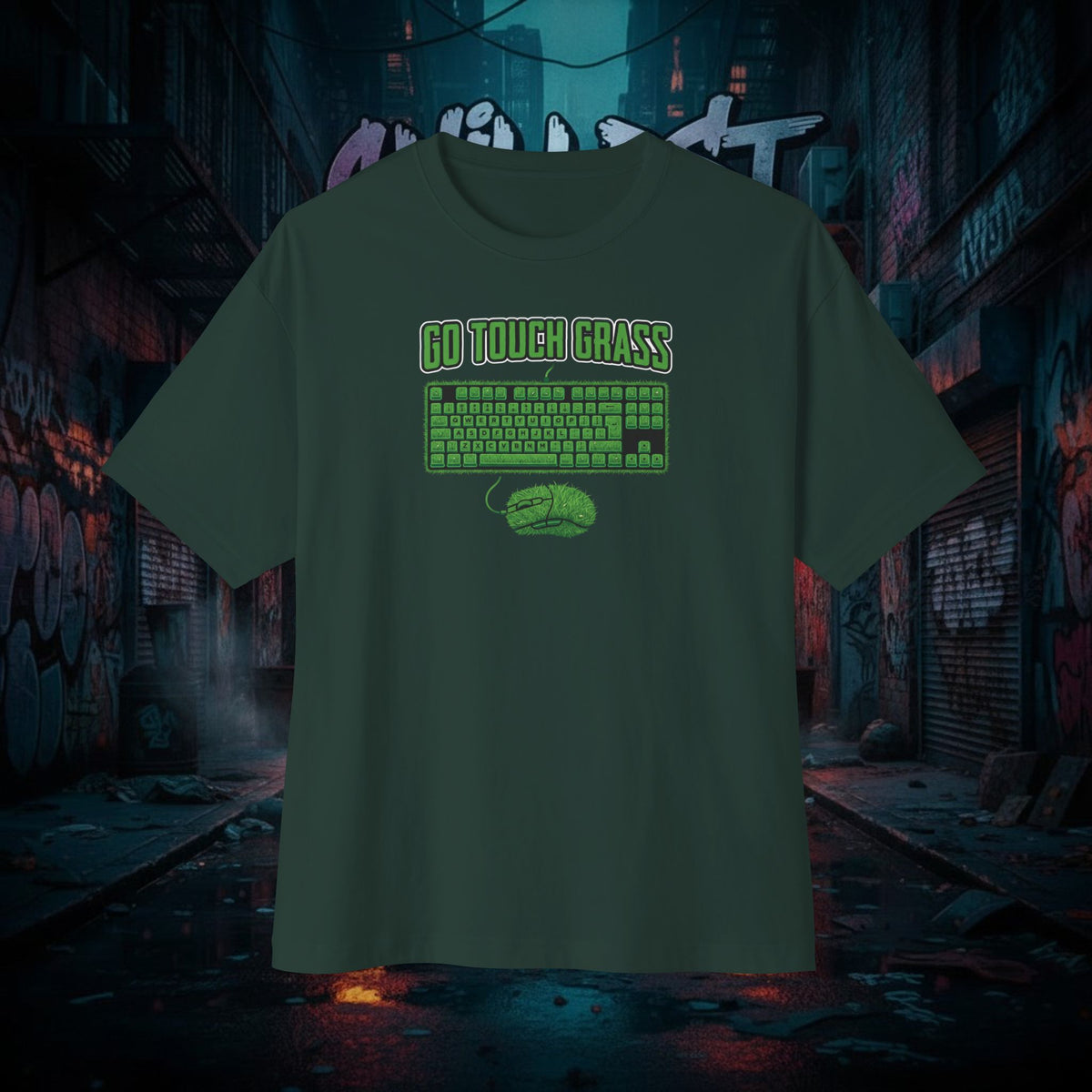 GO TOUCH GRASS. Unisex Oversized Boxy Tee