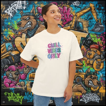 CHILL VIBES ONLY. Unisex Oversized Boxy Tee