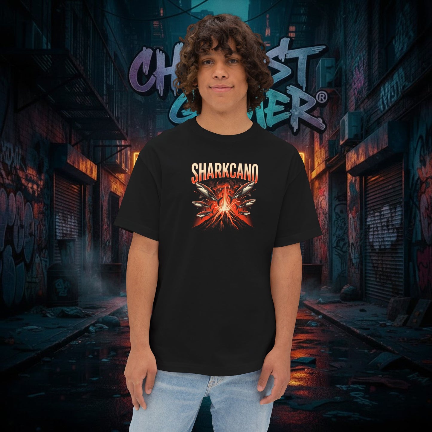 SHARKCANO V2. Unisex Oversized Boxy Tee