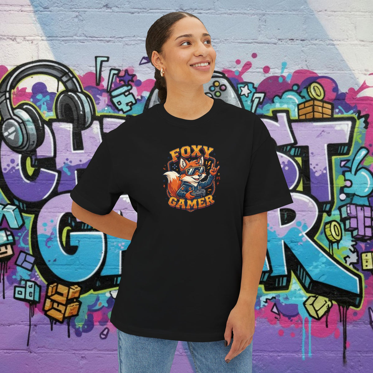 FOXY GAMER. Unisex Oversized Boxy Tee