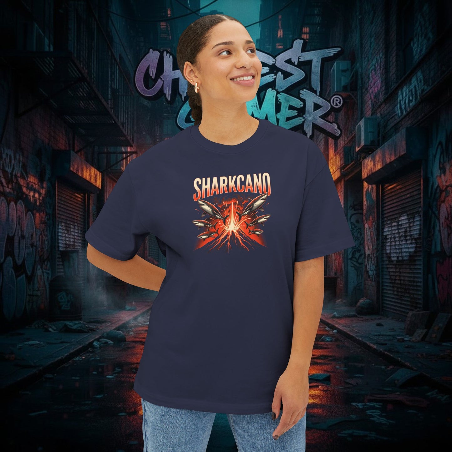 SHARKCANO V2. Unisex Oversized Boxy Tee