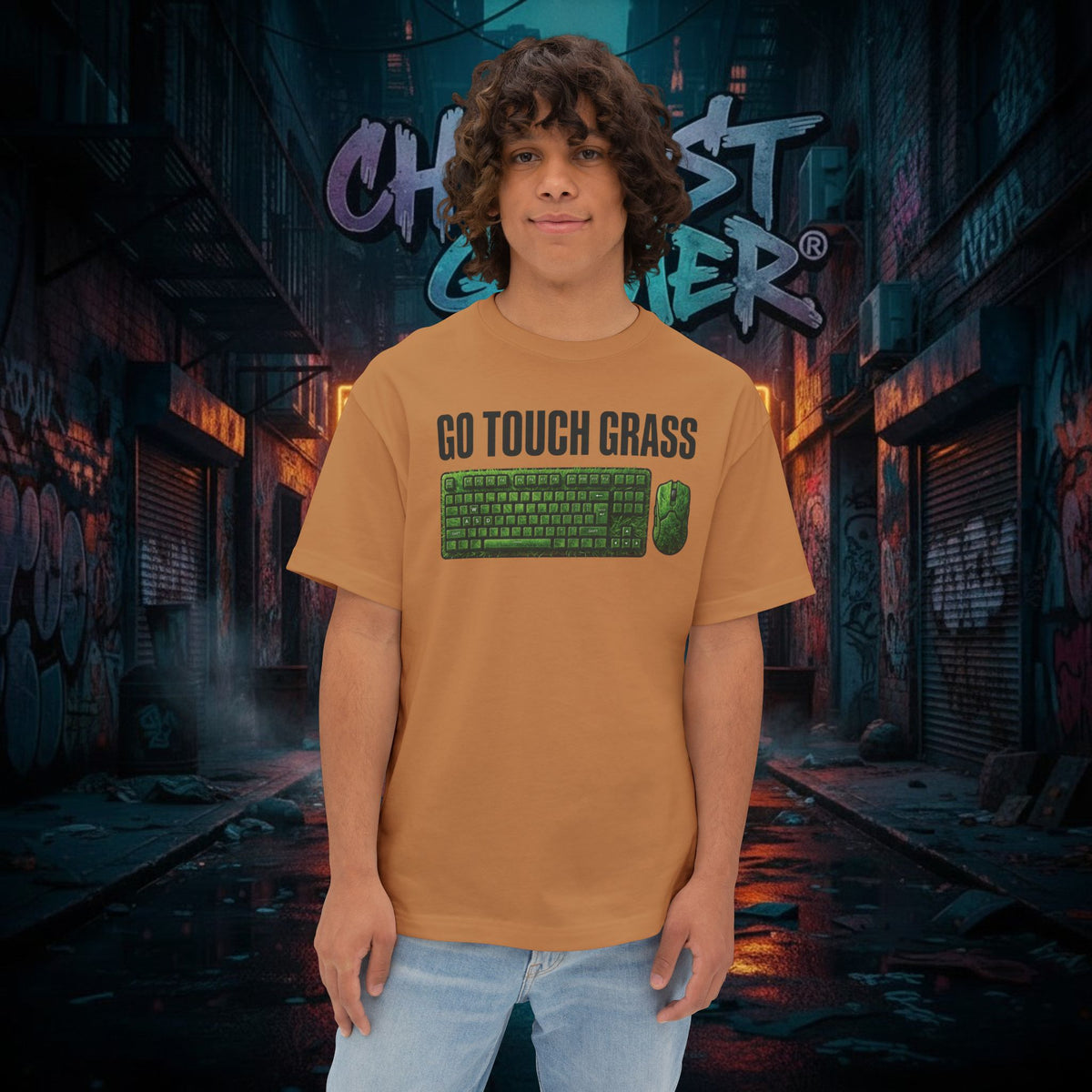 GO TOUCH GRASS. Unisex Oversized Boxy Tee
