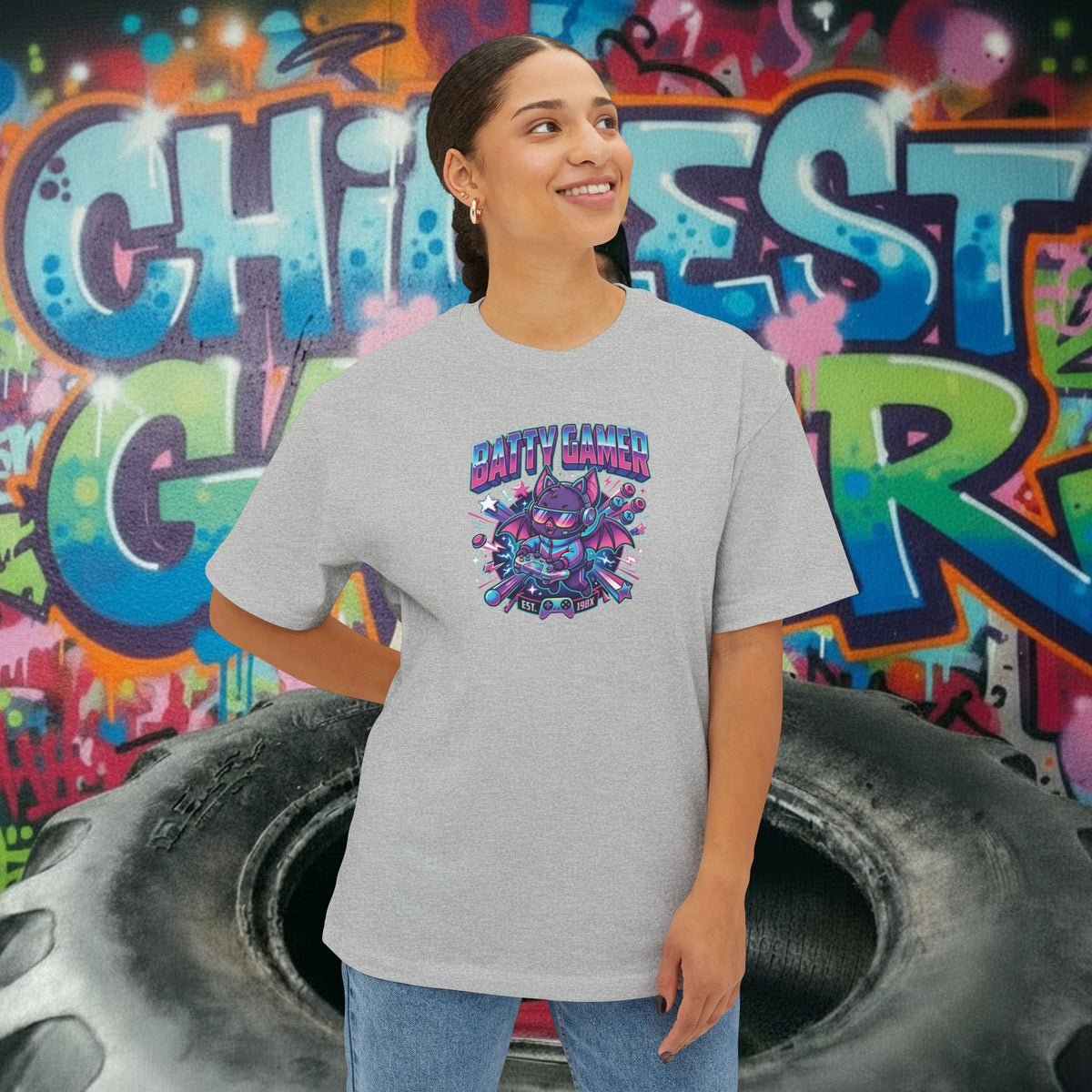 BATTY GAMER. Unisex Oversized Boxy Tee