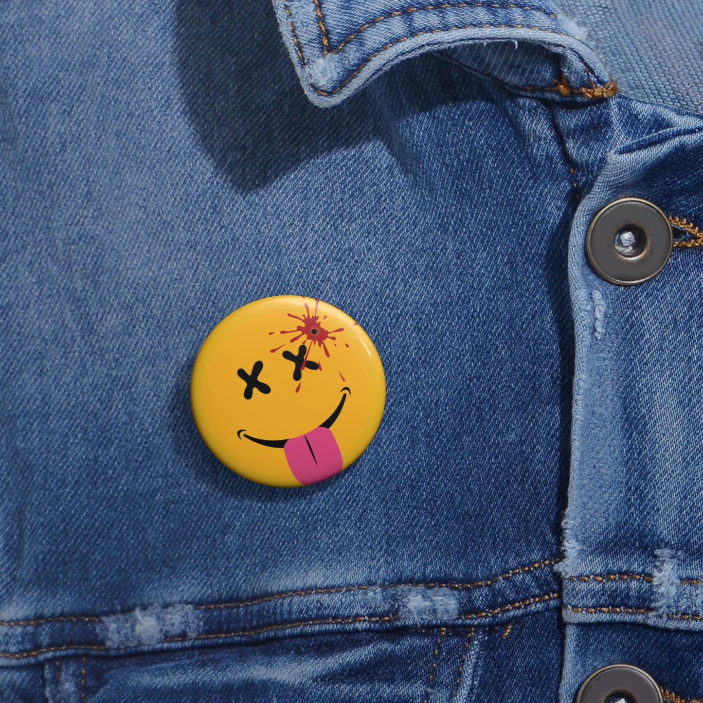 NOT SO HAPPY FACE. Custom Pin Buttons