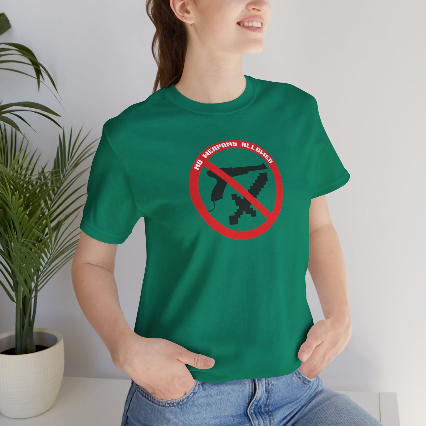 NO WEAPONS OUT LOUD. Unisex Jersey Short Sleeve Tee