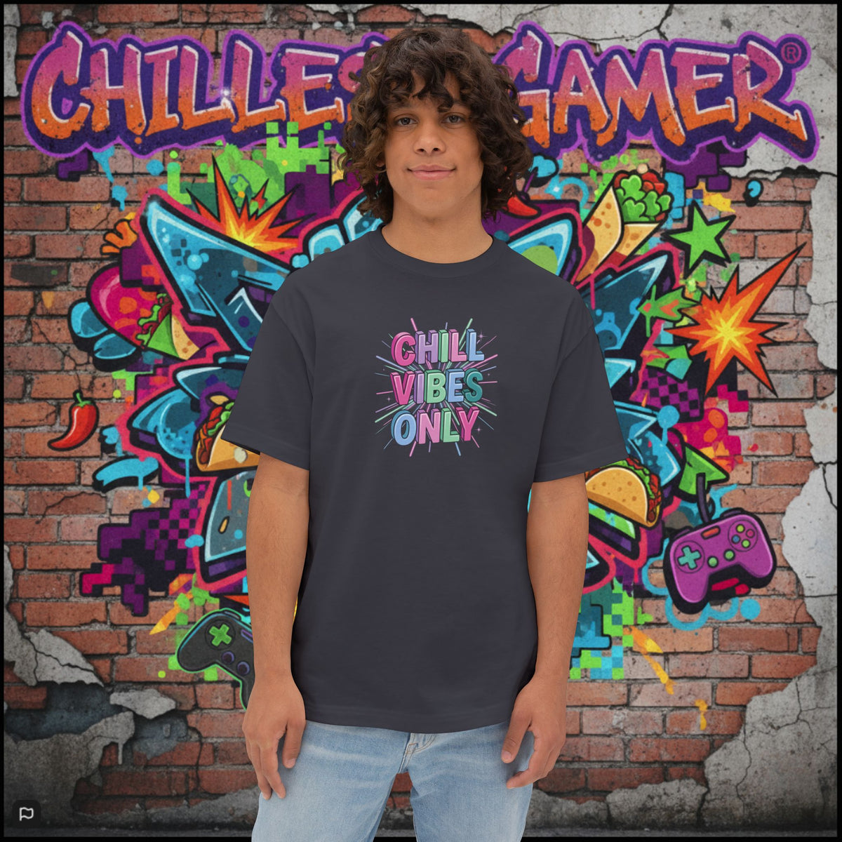 CHILL VIBES ONLY. Unisex Oversized Boxy Tee