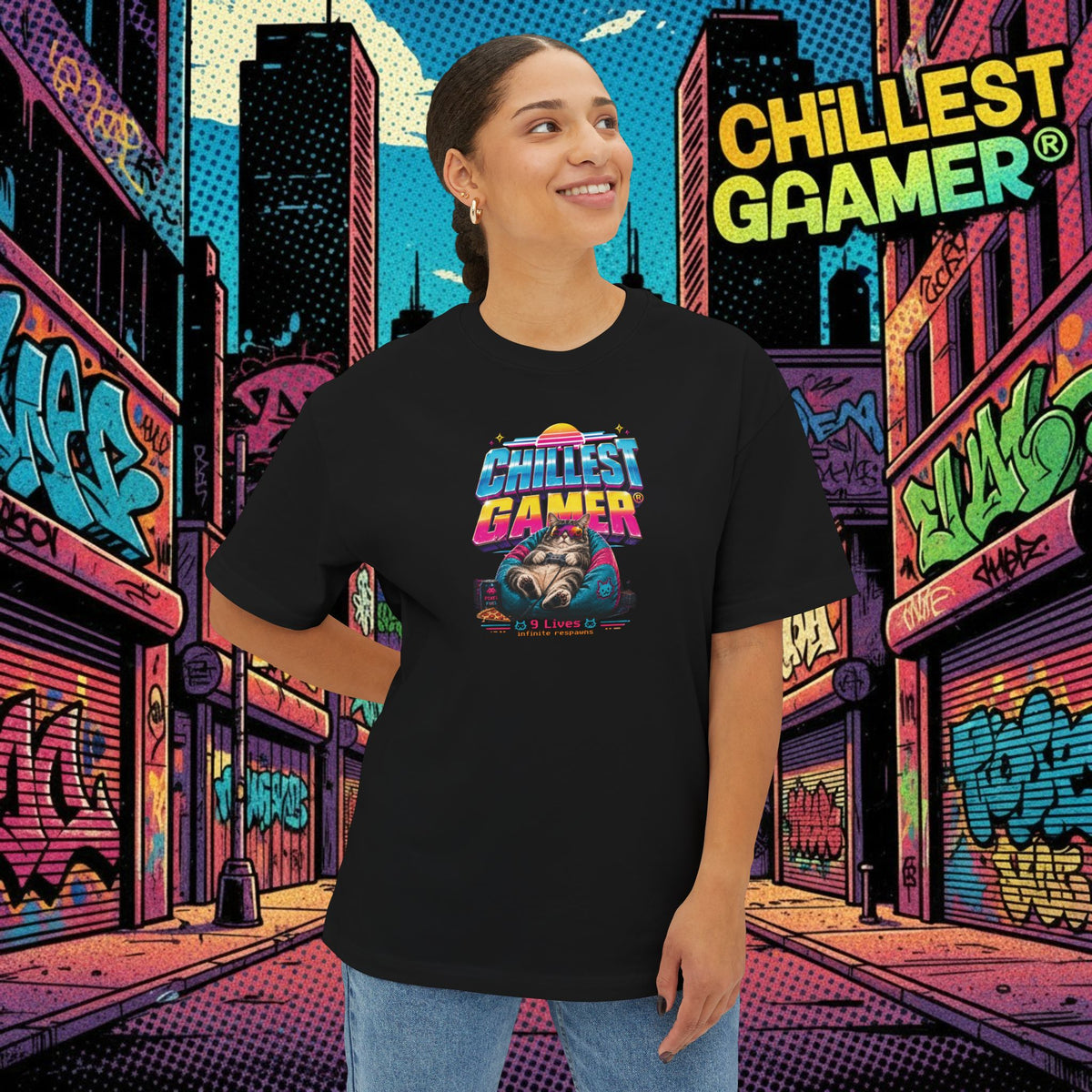 KITTY GAMER. Unisex Oversized Boxy Tee