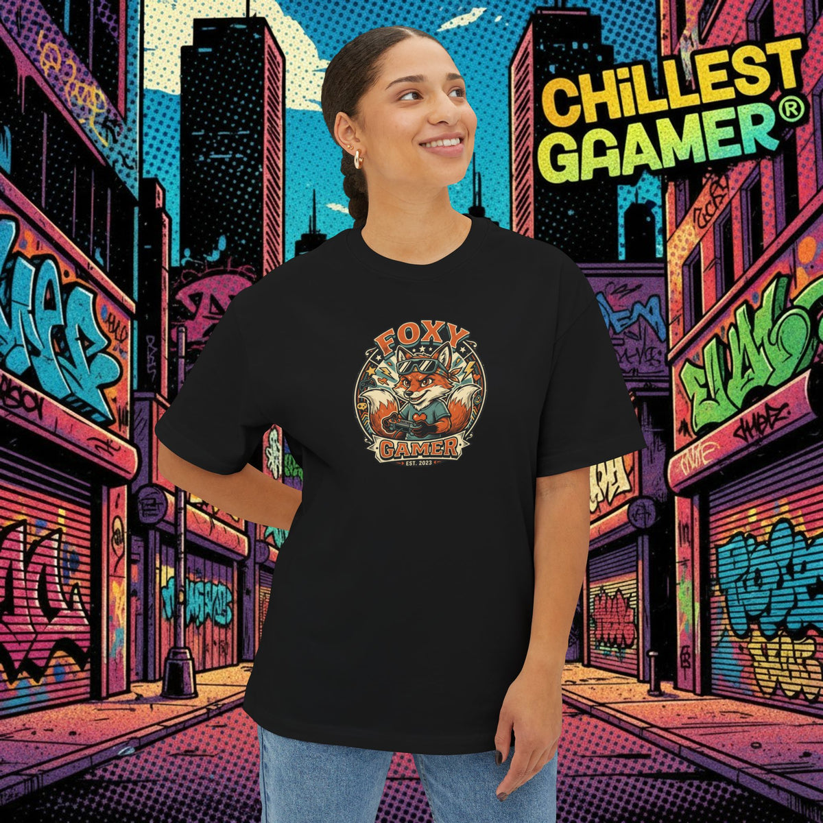FOXY GAMER. Unisex Oversized Boxy Tee