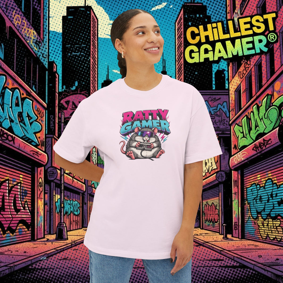 RATTY GAMER. Unisex Oversized Boxy Tee