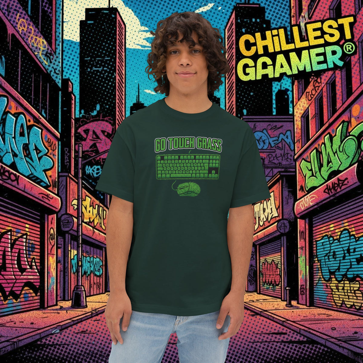 GO TOUCH GRASS. Unisex Oversized Boxy Tee