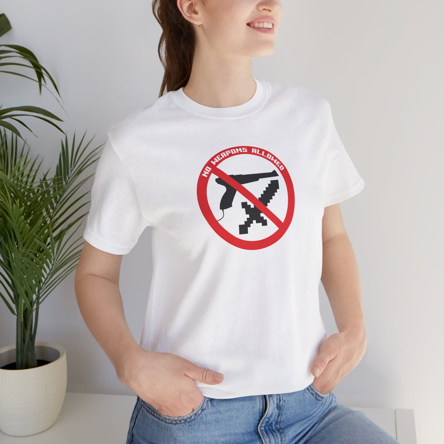 NO WEAPONS OUT LOUD. Unisex Jersey Short Sleeve Tee