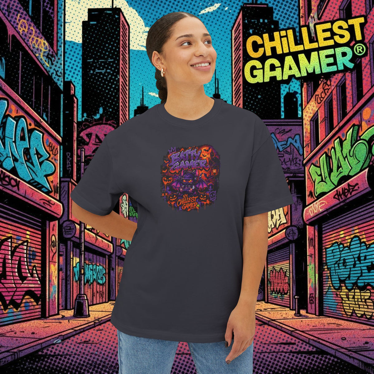 BATTY GAMER. Unisex Oversized Boxy Tee