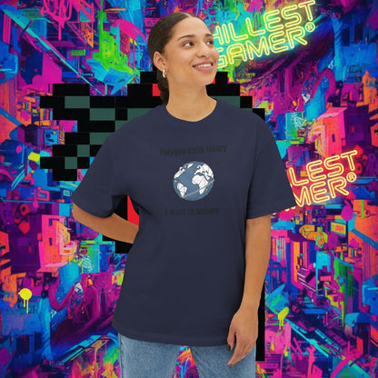 POLYGON EARTH THEORY, I WANT TO BELIEVE. Unisex Oversized Boxy Tee