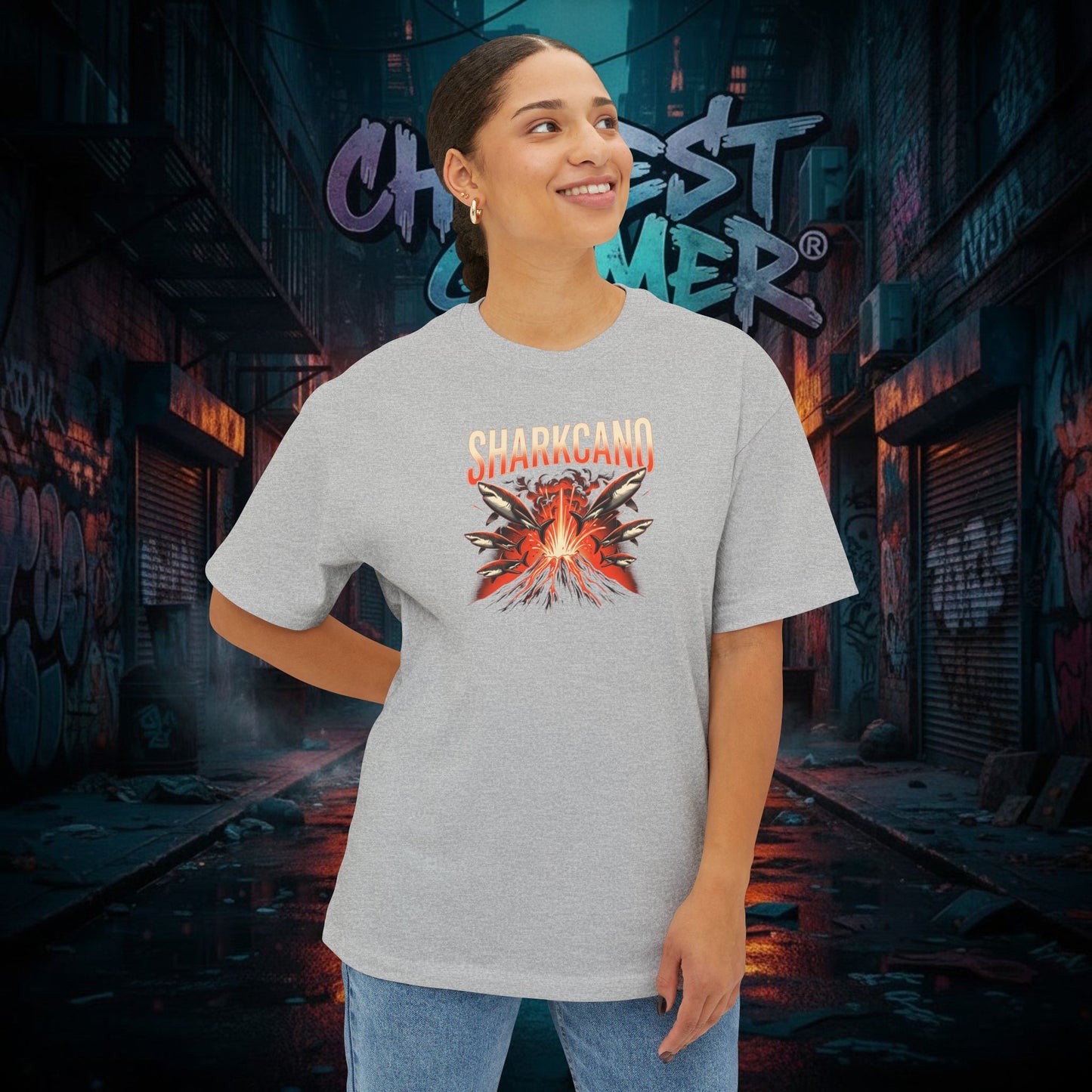 SHARKCANO V2. Unisex Oversized Boxy Tee