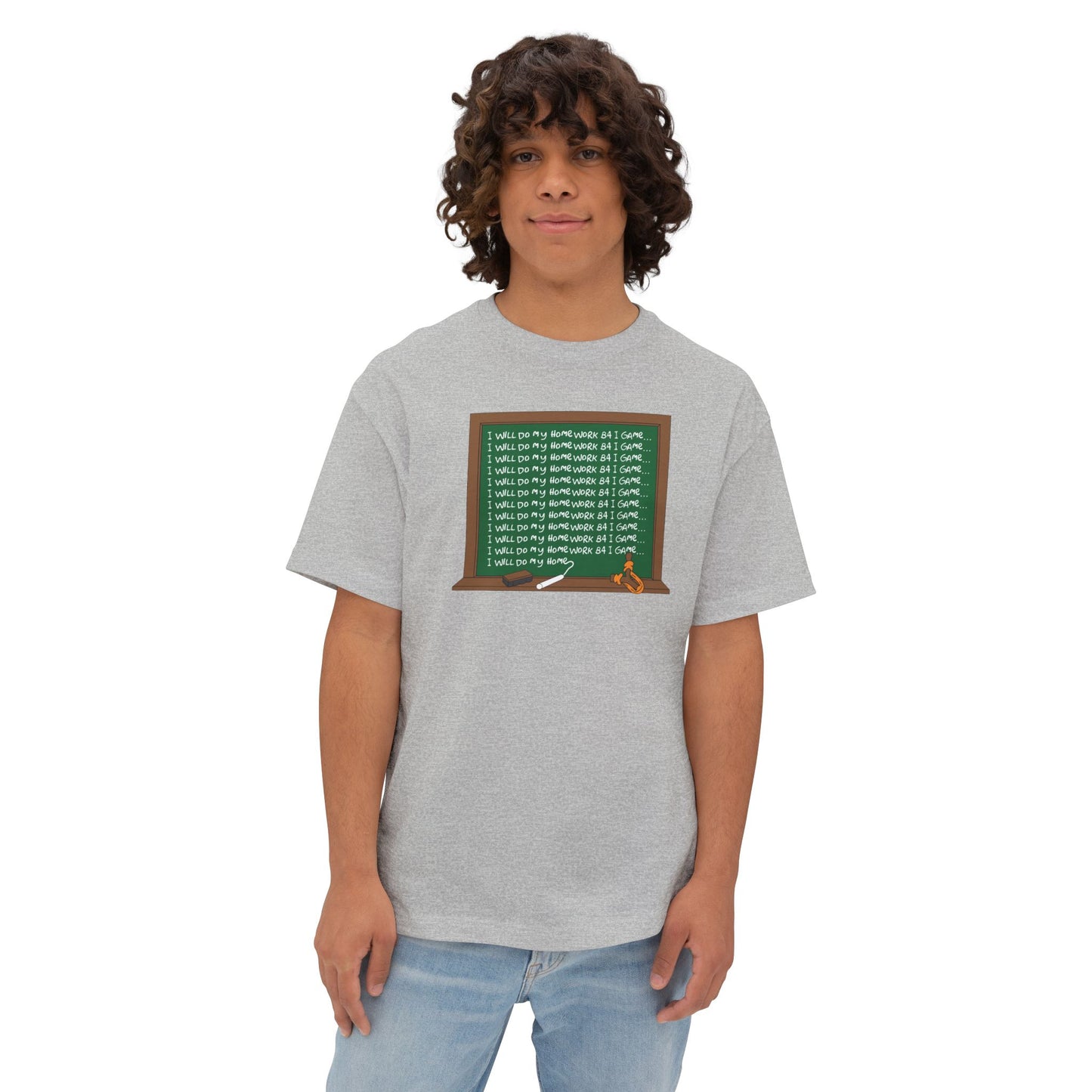 I WILL DO MY HOMEWORK B4 I GAME. Unisex Oversized Boxy Tee