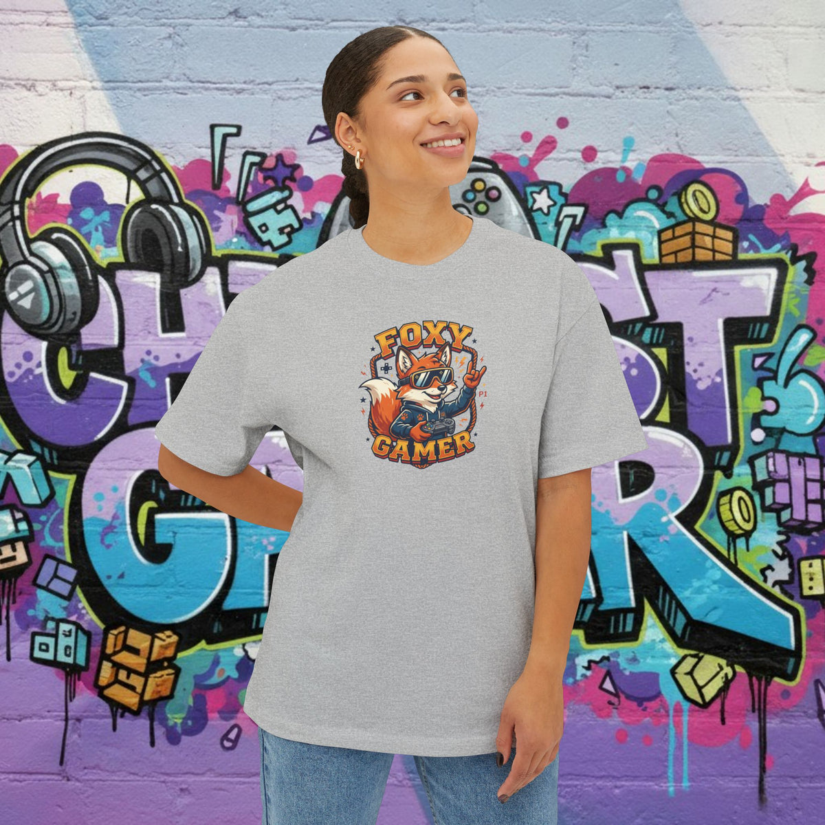 FOXY GAMER. Unisex Oversized Boxy Tee