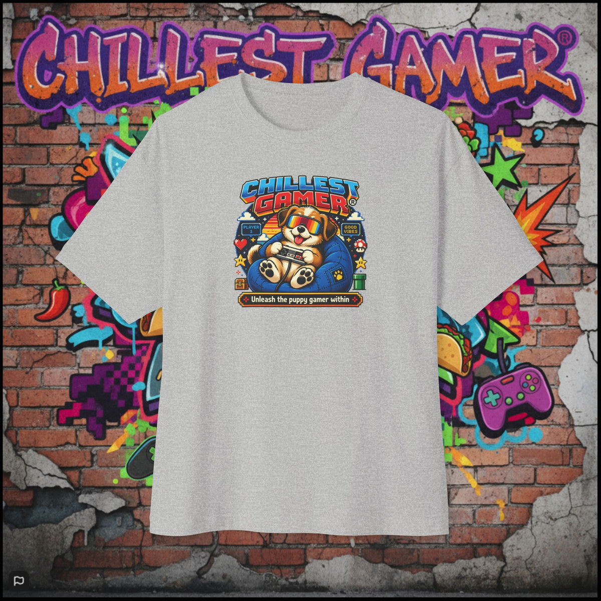 PUPPY GAMER. Unisex Oversized Boxy Tee