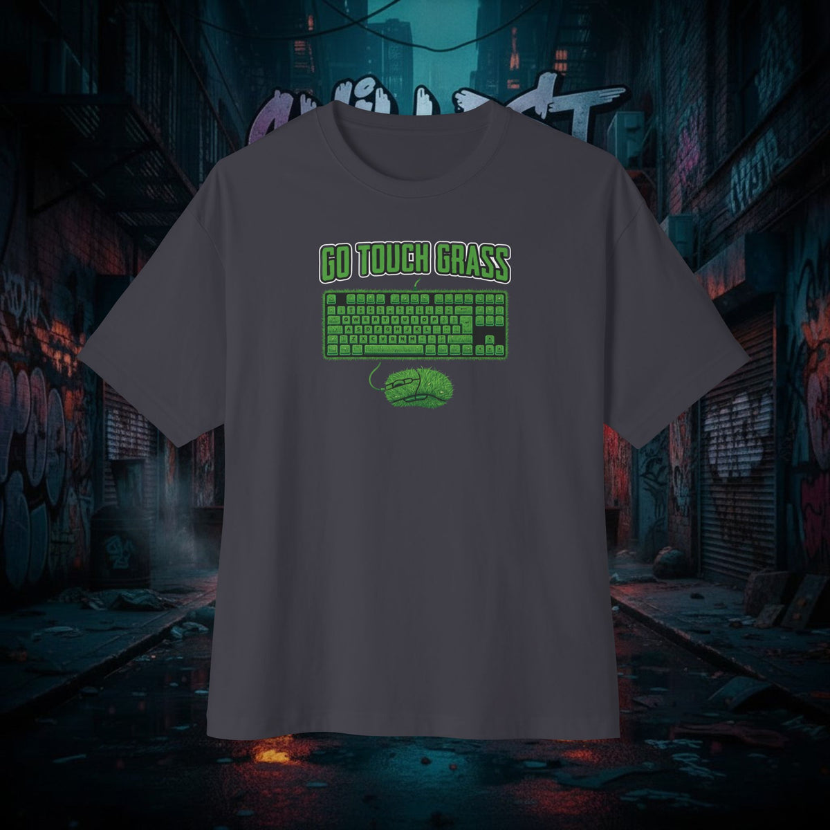 GO TOUCH GRASS. Unisex Oversized Boxy Tee