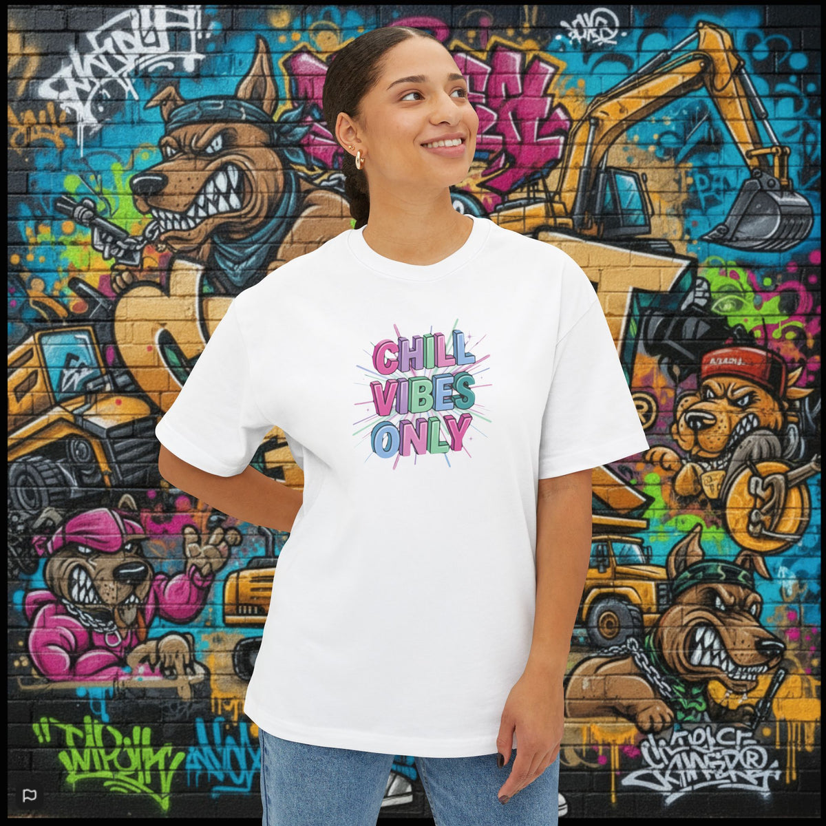 CHILL VIBES ONLY. Unisex Oversized Boxy Tee