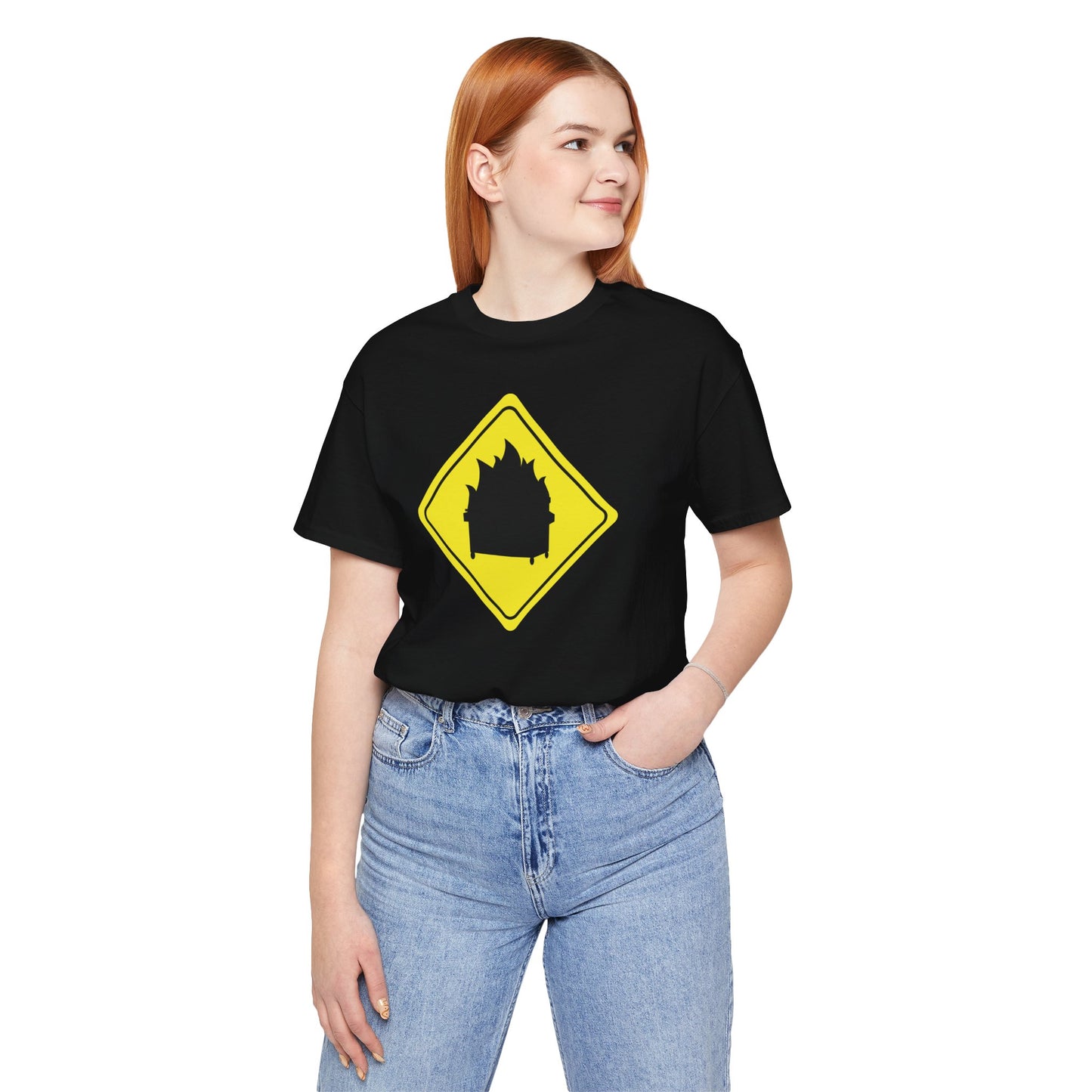 CAUTION DUMPSTER FIRE. Unisex Jersey Short Sleeve Tee