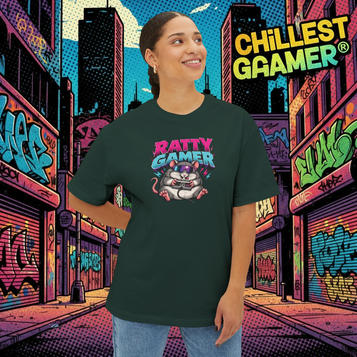 RATTY GAMER. Unisex Oversized Boxy Tee
